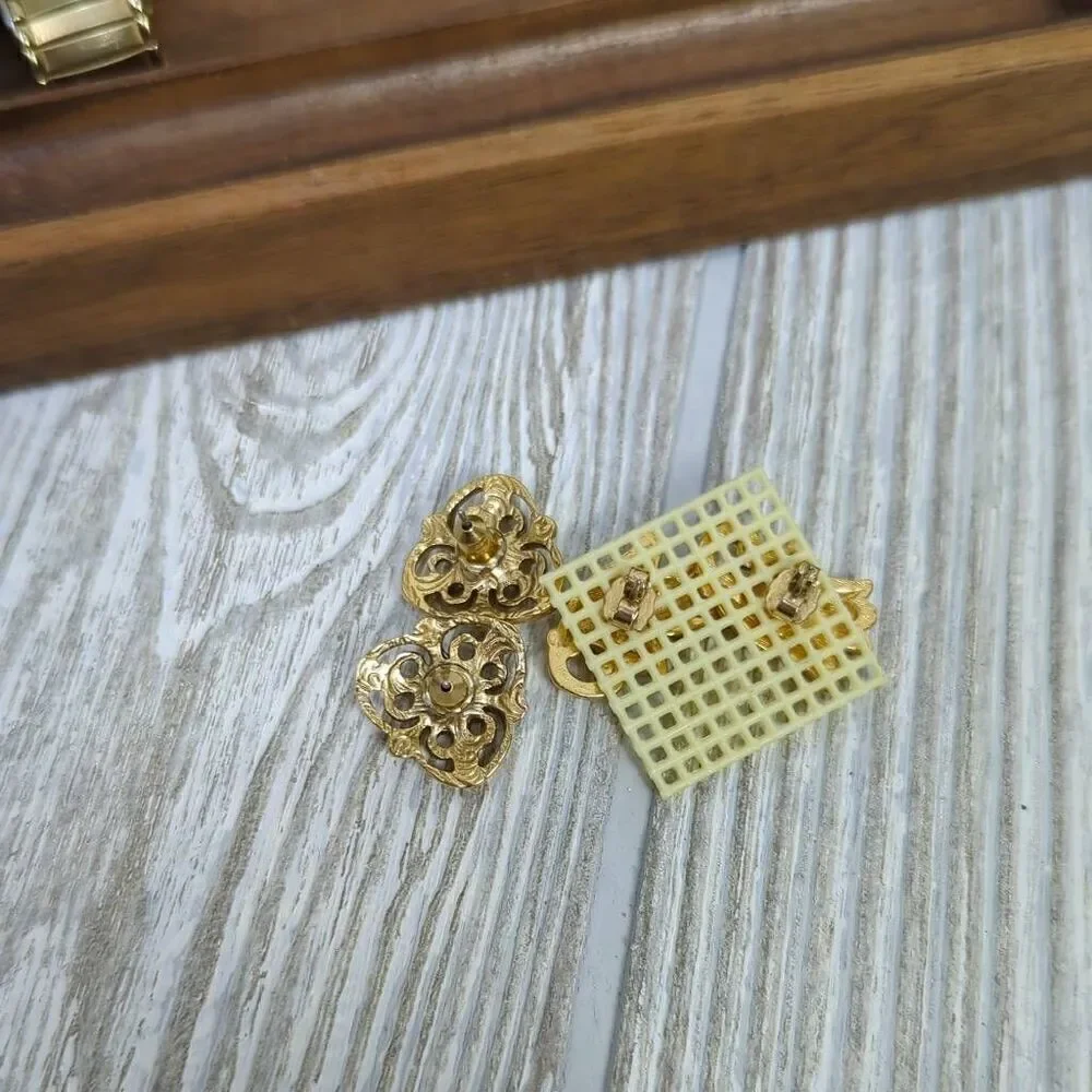 Wooden Jewelry Box with Lot of Vintage Costume Jewelry